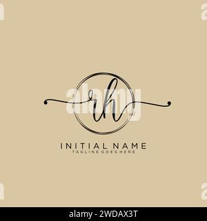 RH Initial handwriting logo with circle Stock Vector