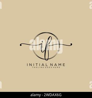 IF Initial handwriting logo with circle Stock Vector