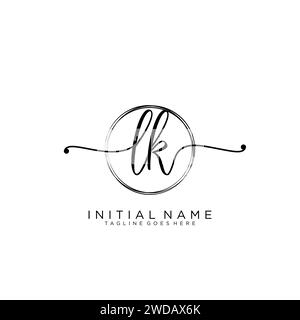 LK Initial handwriting logo with circle Stock Vector