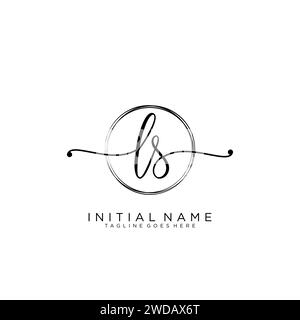 LS Initial handwriting logo with circle Stock Vector
