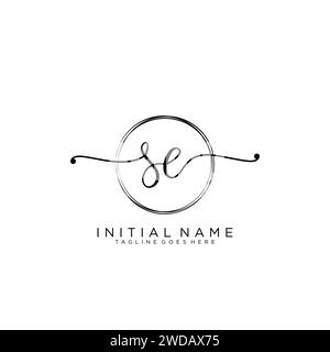 SE Initial handwriting logo with circle Stock Vector