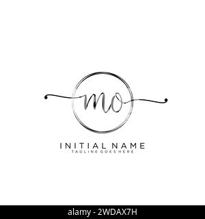 MO Initial handwriting logo with circle Stock Vector