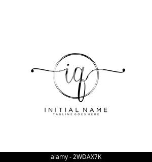 IQ Initial handwriting logo with circle Stock Vector