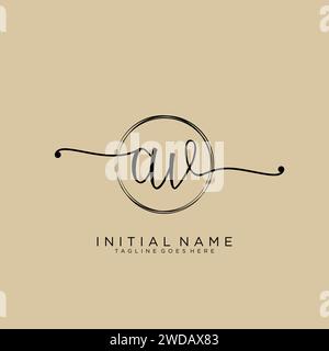 AV Initial handwriting logo with circle Stock Vector
