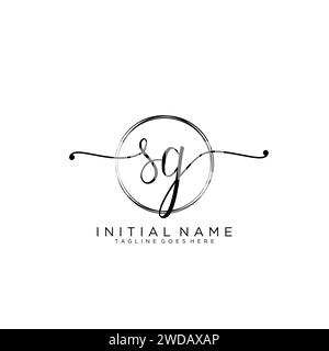 SG Initial handwriting logo with circle Stock Vector