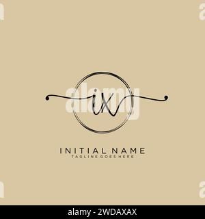 IX Initial handwriting logo with circle Stock Vector