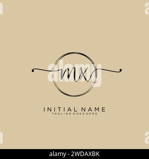 MX Initial handwriting logo with circle Stock Vector