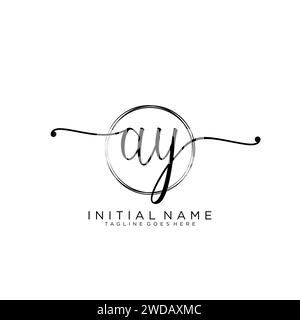 AY Initial handwriting logo with circle Stock Vector