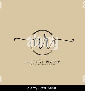 AR Initial handwriting logo with circle Stock Vector