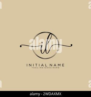 IL Initial handwriting logo with circle Stock Vector