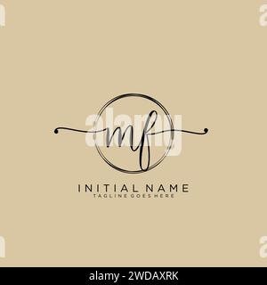 MF Initial handwriting logo with circle Stock Vector