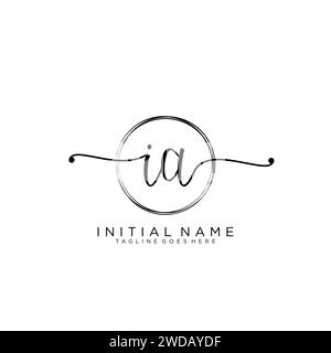 IA Initial handwriting logo with circle Stock Vector