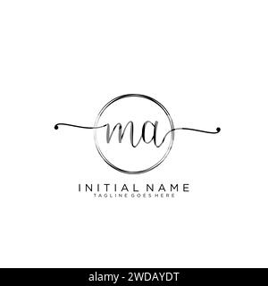 MA Initial handwriting logo with circle Stock Vector