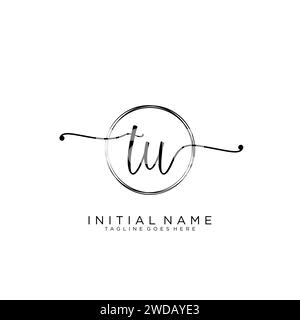 TU Initial handwriting logo with circle Stock Vector