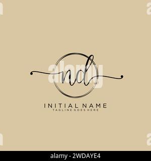 ND Initial handwriting logo with circle Stock Vector