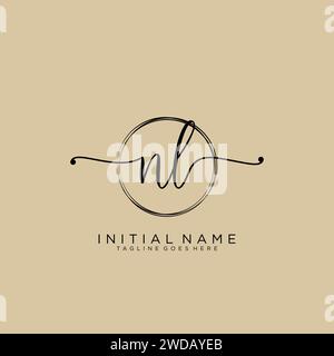 NL Initial handwriting logo with circle Stock Vector