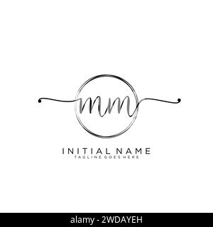 MM Initial handwriting logo with circle Stock Vector