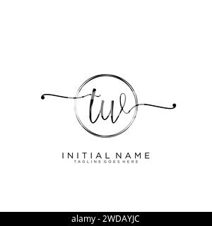 TW Initial handwriting logo with circle Stock Vector
