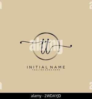 TT Initial handwriting logo with circle Stock Vector