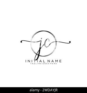 JC Initial handwriting logo with circle Stock Vector