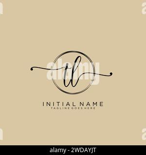 TL Initial handwriting logo with circle Stock Vector