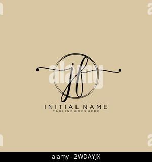 JF Initial handwriting logo with circle Stock Vector