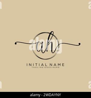 AH Initial handwriting logo with circle Stock Vector