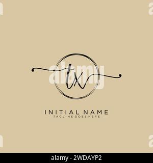 TX Initial handwriting logo with circle Stock Vector