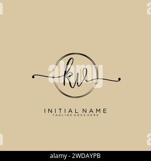 KV Initial handwriting logo with circle Stock Vector