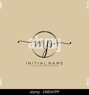 MP Initial handwriting logo with circle Stock Vector