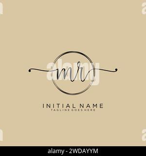 MR Initial handwriting logo with circle Stock Vector