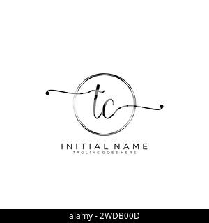 TC Initial handwriting logo with circle Stock Vector