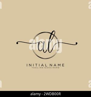 AL Initial handwriting logo with circle Stock Vector
