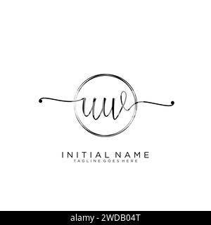 UW Initial handwriting logo with circle Stock Vector