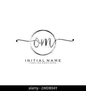 OM Initial handwriting logo with circle Stock Vector