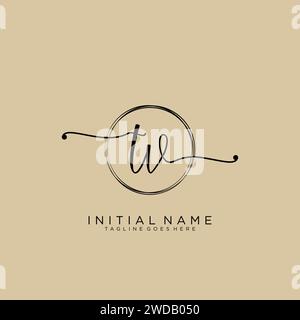 TV Initial handwriting logo with circle Stock Vector