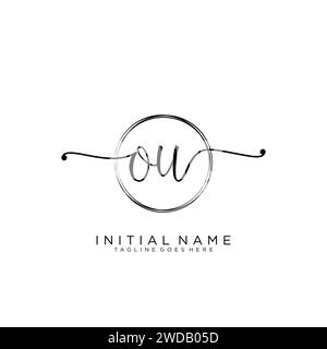 OU Initial handwriting logo with circle Stock Vector