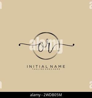 OR Initial handwriting logo with circle Stock Vector