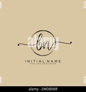BN Initial handwriting logo with circle Stock Vector