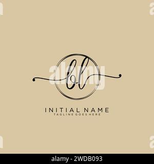 BL Initial handwriting logo with circle Stock Vector