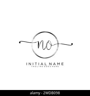 NO Initial handwriting logo with circle Stock Vector