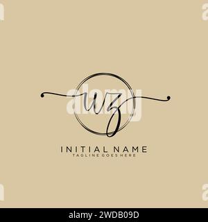UZ Initial handwriting logo with circle Stock Vector