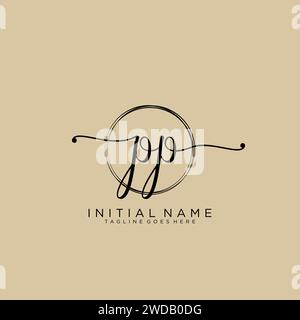 PP Initial handwriting logo with circle Stock Vector