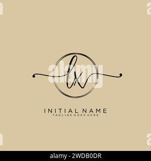 LX Initial handwriting logo with circle Stock Vector