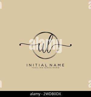 UL Initial handwriting logo with circle Stock Vector