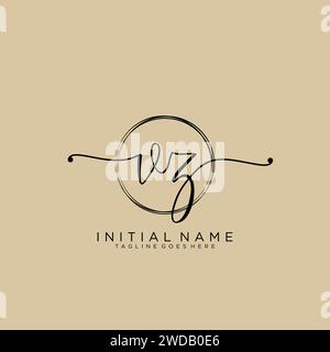 VZ Initial handwriting logo with circle Stock Vector