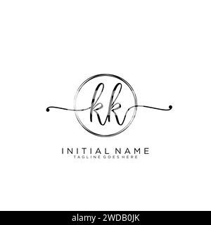 KK Initial handwriting logo with circle Stock Vector