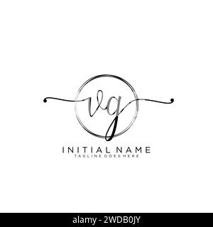 VG Initial handwriting logo with circle Stock Vector