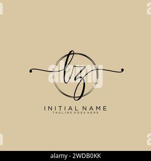 LZ Initial handwriting logo with circle Stock Vector