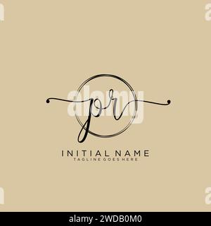 PR Initial handwriting logo with circle Stock Vector